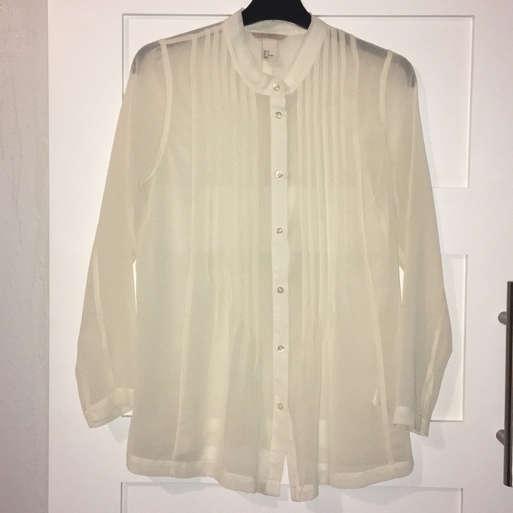 H&M sheer long blouse size 2